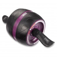 Ролик гимнастический 1 колесо INDIGO возвратный механизм с ковриком (ролик для пресса) IN280 16*16 см Черно-фиолетовый